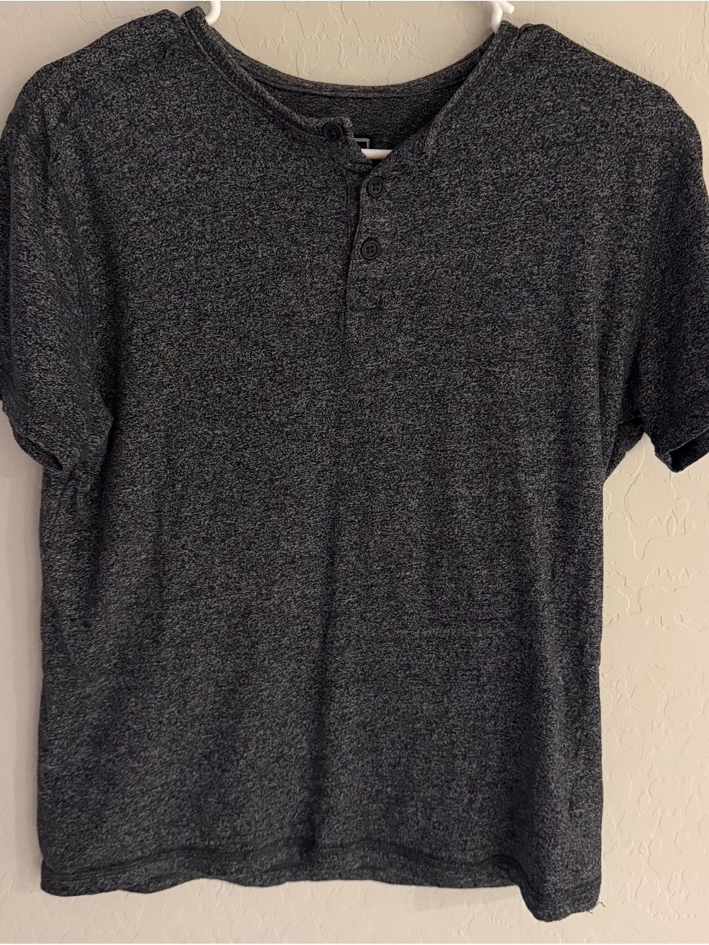 Men's Charcoal Heather Henley Short Sleeve Shirt